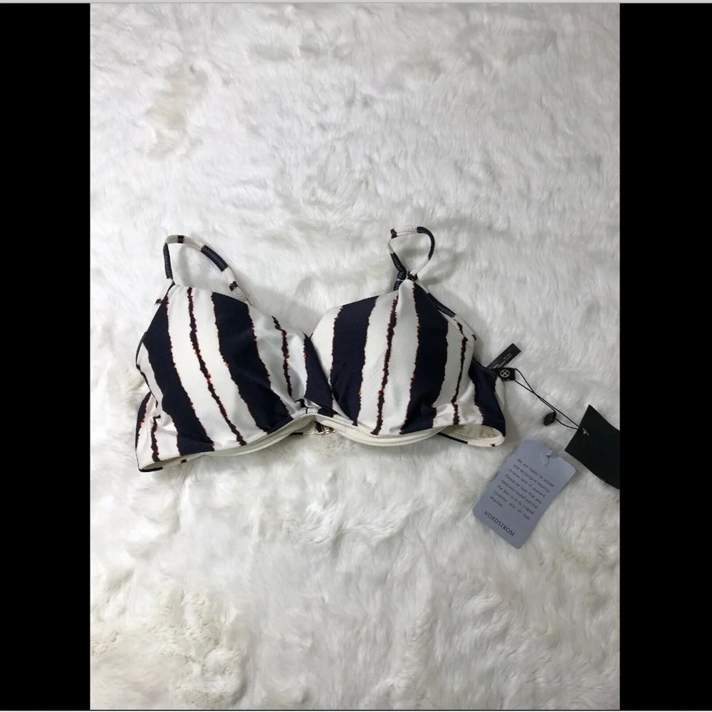 NWD‎ VIX Isla Seve Striped Underwire Bikini top SZ D Cup